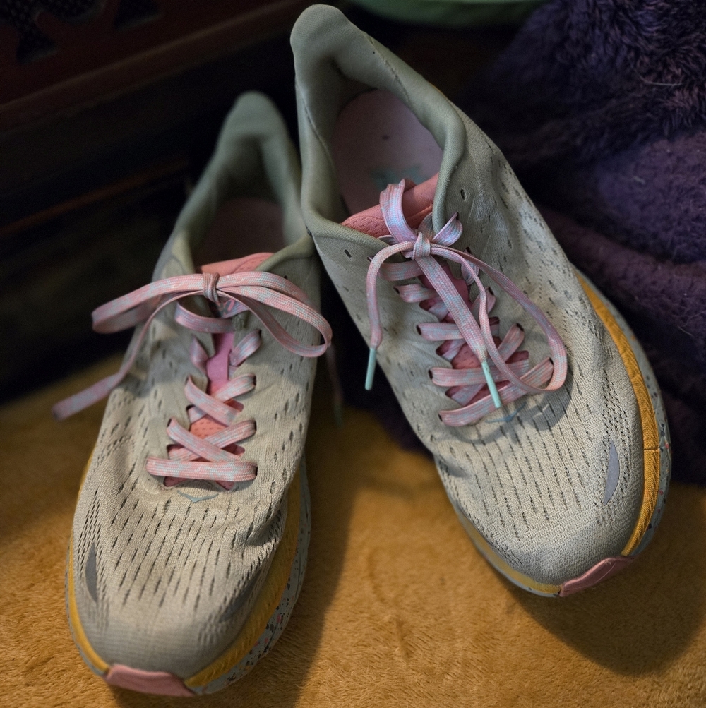 Hoka One One Women's Sneakers in Gray and Pink